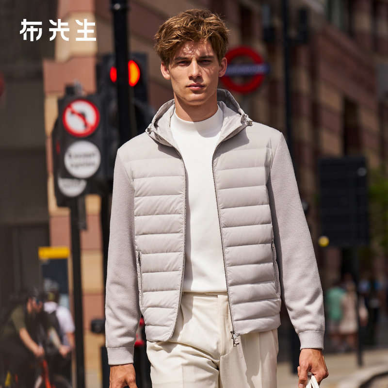 MrBu布先生连帽羊毛拼接鹅绒外套男2025秋冬新款保暖羽绒PT16780,男装,羽绒服,淘宝优惠券,粉丝福利购,淘宝优惠卷