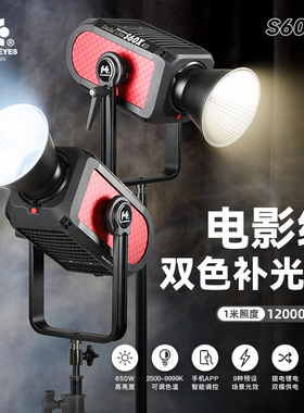 锐鹰S60X双色温led补光灯650W影视外拍保荣口摄像COB太阳灯美颜柔光灯影视户外防雨APP无线演播常亮补光灯