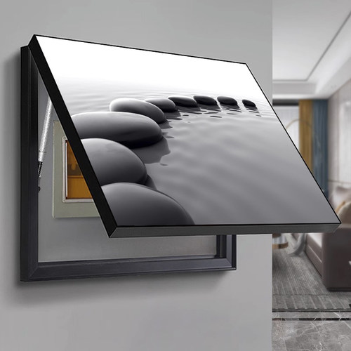 现代轻奢免打孔电表箱装饰画遮挡配电箱电闸空开电源石来运转挂画