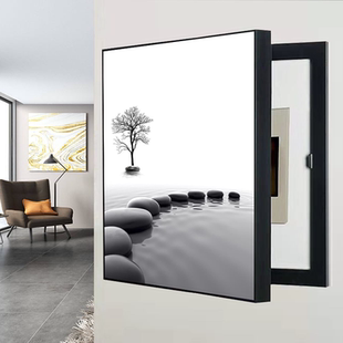 简约免打孔电表箱装饰画竖款遮挡强弱配电箱电闸石来运转竖版挂画