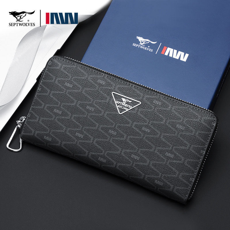 七匹狼男士长款钱包简约皮夹手包男包品牌手拿包2026新款正品钱夹