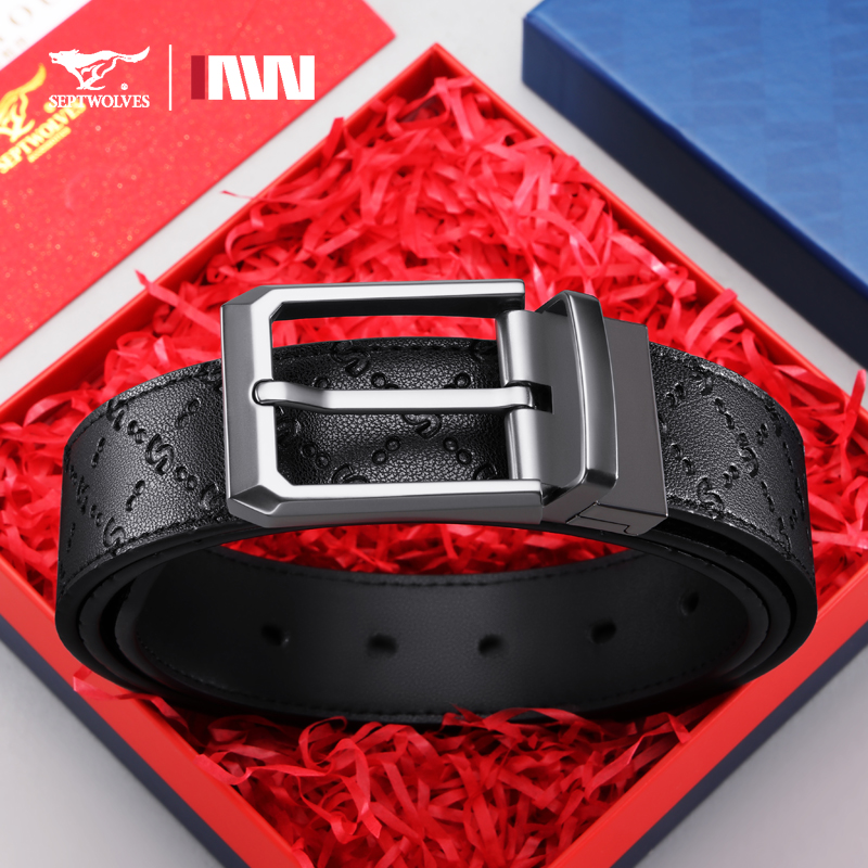 七匹狼正品男士皮带休闲针扣腰带2025新款真皮高档男款年轻人裤带