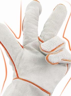 威特仕牛二层颈皮全皮灰色烧电焊阻燃隔热耐磨CE AQ6103-2007手套