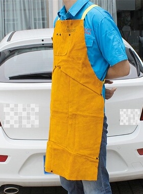 威特仕金黄色皮护胸电焊围裙焊接围裙牛皮耐高温CE认证 EN 470-1