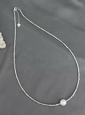 碎银几点925纯银天然淡水珍珠9mm波光粼粼项链手链气质