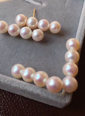 925纯银配件平衡木耳钉天然淡水珍珠，强光 微瑕耳环 夸张耳饰