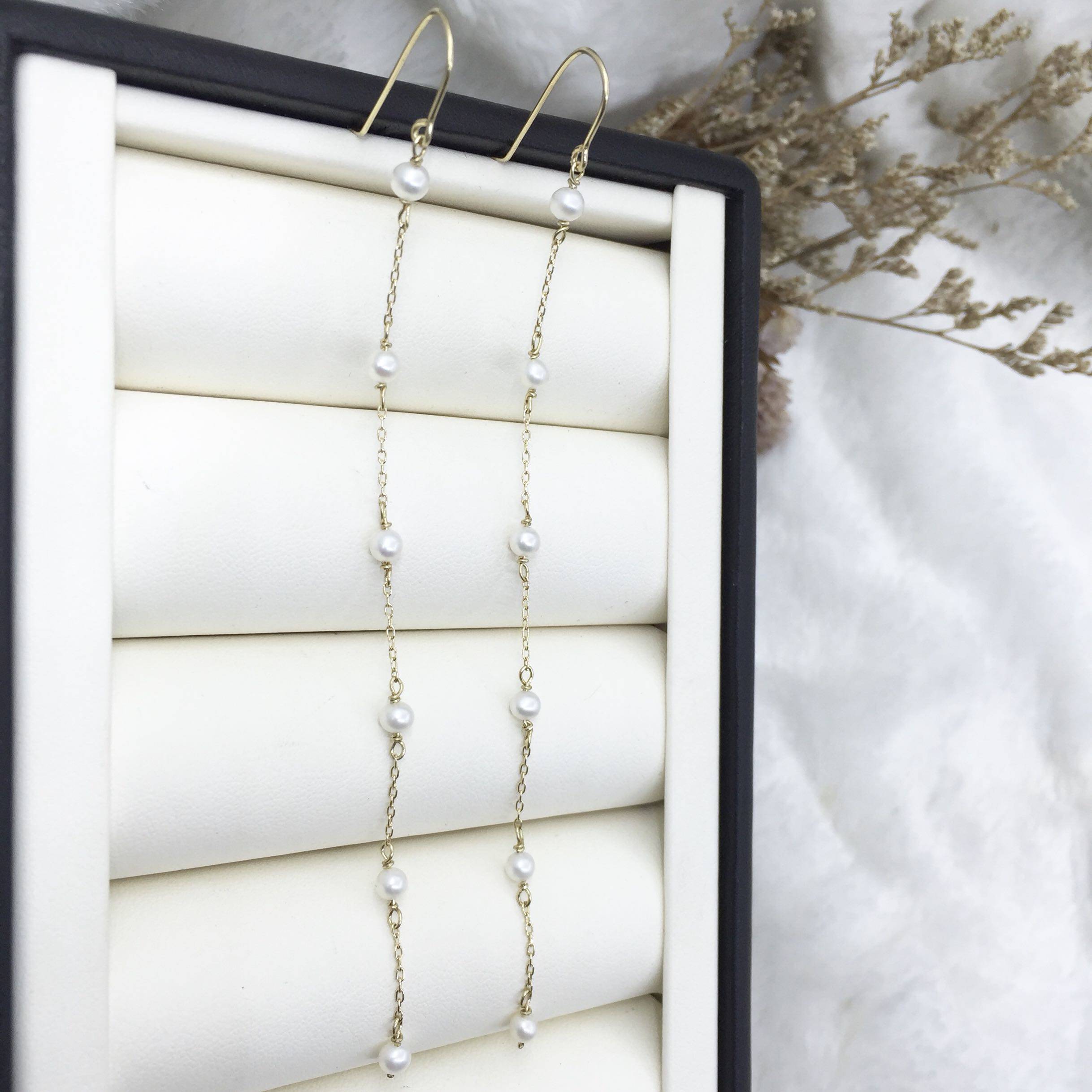 林志玲独家首发天然淡水小珍珠流苏耳钩2019夏 耳环耳饰长款气质