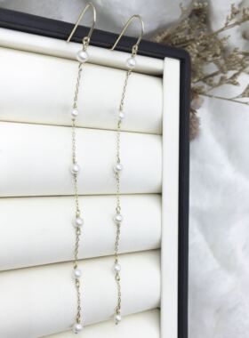 林志玲独家首发天然淡水小珍珠流苏耳钩2019夏 耳环耳饰长款气质