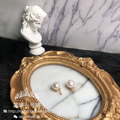 美国进口14k注金天然淡水珍珠儿耳夹棒棒糖无耳洞可配戴