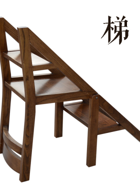 家用梯子椅子 折叠椅楼梯椅梯子椅 实木梯凳楼梯椅 凳子木梯梯凳