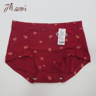 顶瓜瓜顶呱呱棉莫女式高腰内裤小平角纯棉裆彩棉红色本名年192608