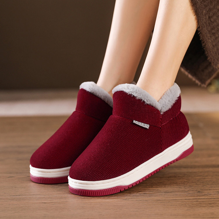 中老年人棉拖鞋防滑老人全包跟加绒加厚冬季居家室内外穿厚底棉鞋