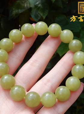新疆且末青黄口12mm圆珠轻奢手串