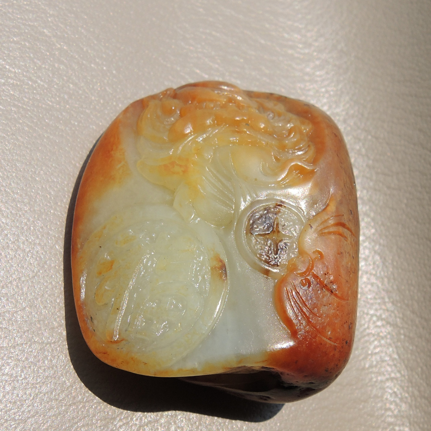 二款三证大开门珍稀俏色名品罕见的红金皮的金包银籽料钟馗吊坠R