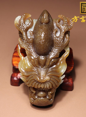 方言和田玉珍藏新疆且末料油润蓝色基调带糖霸气神龙护主皮带扣O2