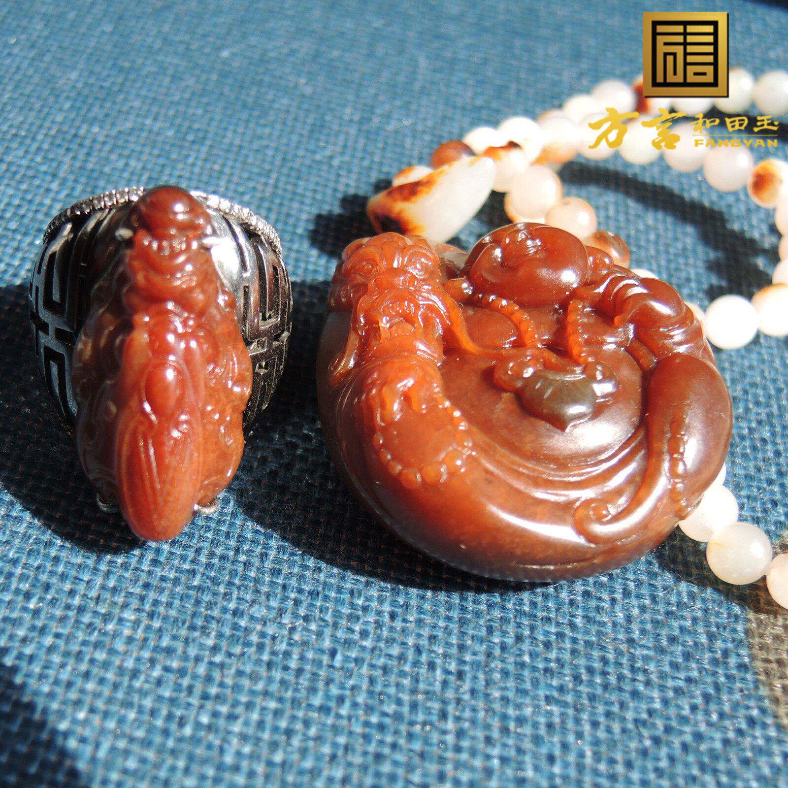 方言巨漏珍品鸽血红色红玉籽料龙头925银镶玉21精品豪华男式戒指R