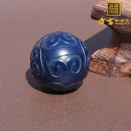 亮眼蓝玛瑙回纹雕花单珠散珠配饰