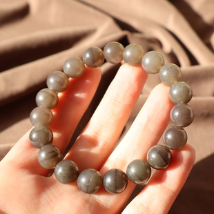 震惊方言精品特色级和田玉青海老料温润烟紫一线天10MM圆珠手串A2