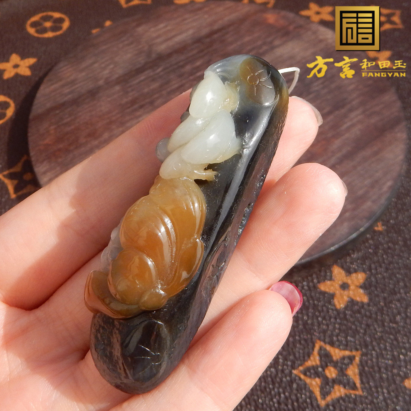 新疆大漠楼兰三色糖青花喜鹊吊坠