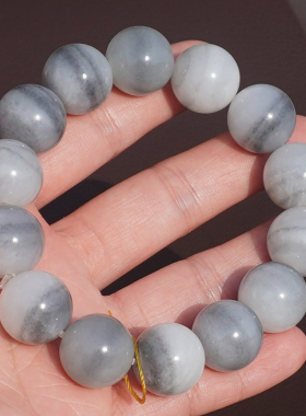 和田玉黑白分明青花籽一线天手串