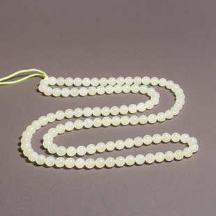 方言和田玉新疆且末料冰底细腻黄口料6mm108颗轻奢女神项链手串A6