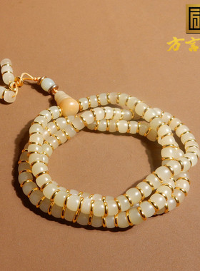 新疆且末料白玉卡7mm大肠珠手串