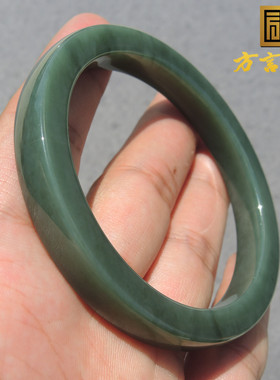 美哭了方言和田玉精品特色少见湖水青色油润细腻58mm精美手镯S