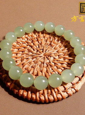 青海老坑起荧光晴水圆珠10mm手串