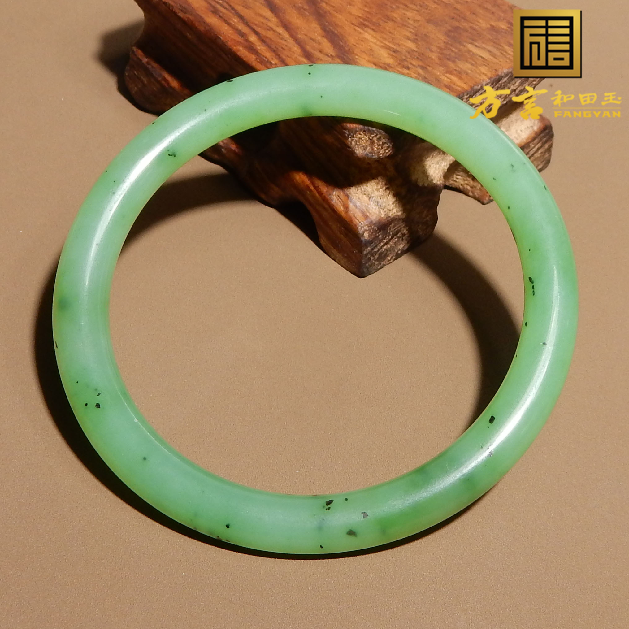 方言和田玉俄料乌兰海碧玉苹果绿猕猴桃意境内径59mm女士手镯子w5