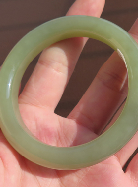 年度巨漏方言和田玉新疆且末老坑料细润青黄口料56mm老钱风手镯X5