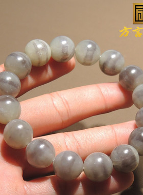 罕见方言和田玉配带级青海料白玉烟紫一线天卡19mm圆珠珠手链R2