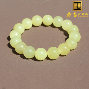 方言和田玉新疆若羌收藏标本黄色山料名品黄口料卡12mm黄玉手串A6