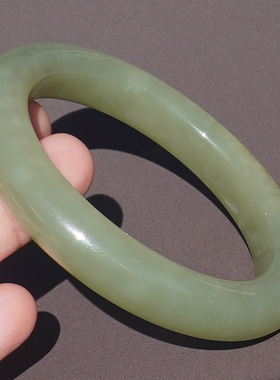 和田玉若羌高脂青黄口料带糖手镯