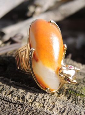 方言品牌罕见一线天橘红油皮籽料