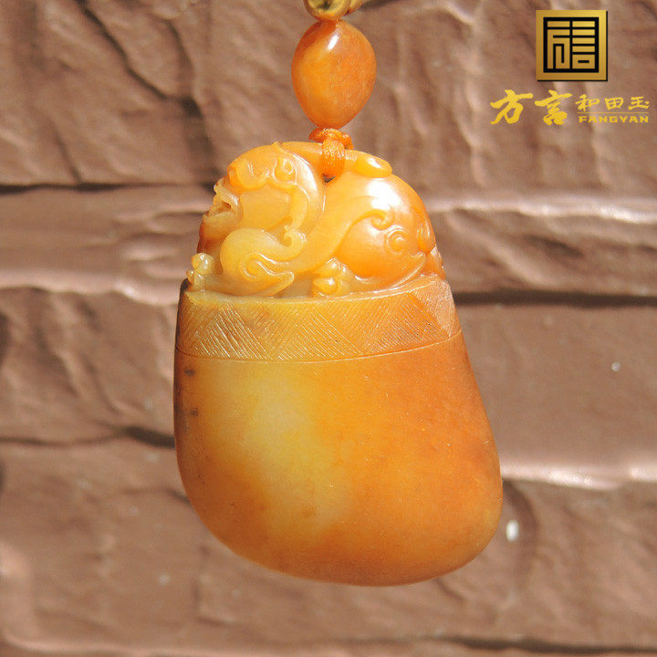 方言精品珍藏名品玉聚黑活皮金包银府上有龙配高品质籽料项链F