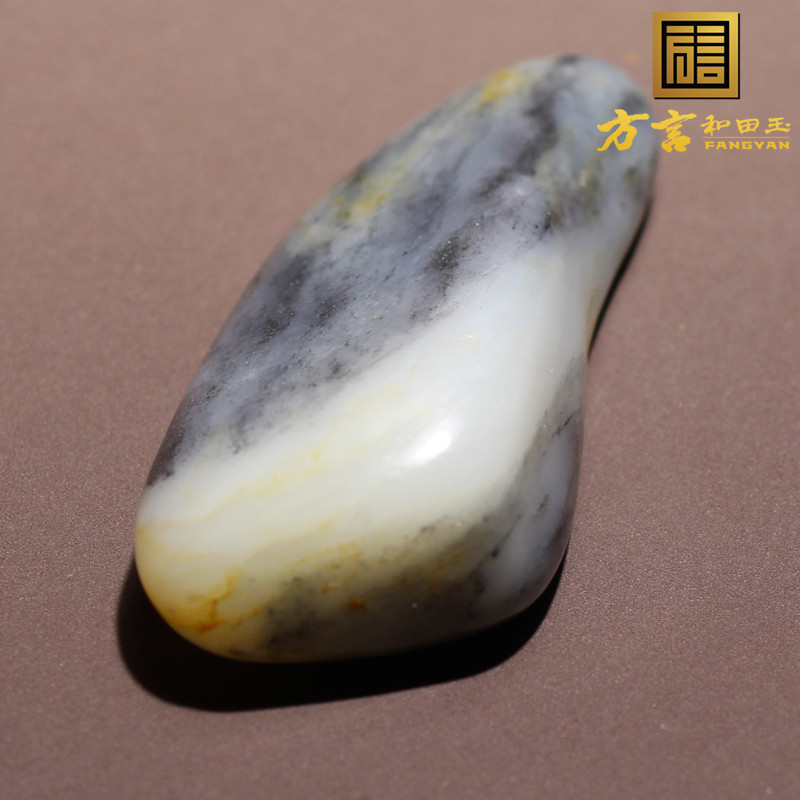 方言和田玉独籽料黑白一线天高糯意境青花原石玩料吊坠把件摆件a1