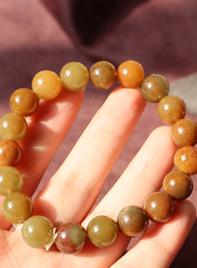 新疆带皮细润东陵玉10mm单圈手串