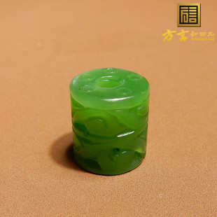 方言和田玉精品特惠俄料正阳绿碧玉勒子仿古祥云DIY玉配饰吊坠h8