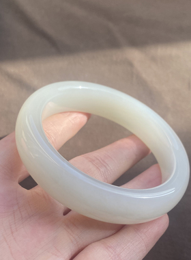 新疆且末白玉54mm宽版小轮胎手镯
