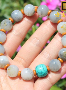 方言和田玉挂金皮点墨青花籽手串