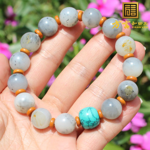 仅480元惊世利好方言和田玉新疆挂金皮点墨青花籽料卡12mm手链A6