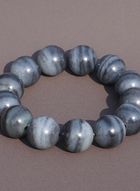 和田玉新疆细润一线天青花籽手串