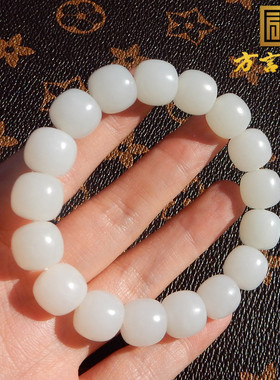 俄罗斯羊脂白玉卡12mm老型珠手串