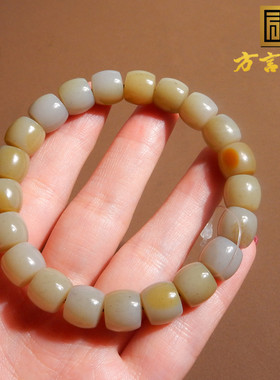 于田黄糖飘紫罗兰色带皮10mm手串