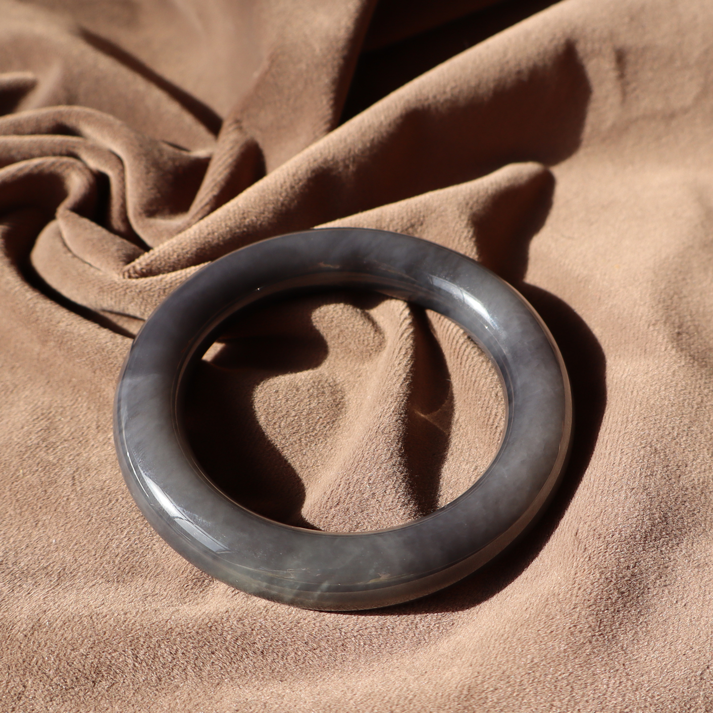 青海老坑料帝王紫卡55mm圆条手镯