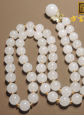 嗨爆了方言精品和田玉特惠佩戴新疆佩戴级金丝玉圆珠10mm项链R2