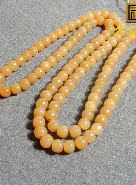 新疆和田玉且末黄金糖老型珠项链