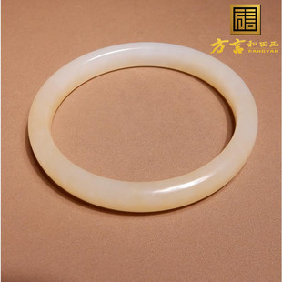 大漏仅1880元亏麻方言和田玉新疆且末料油糯高脂糖白玉58mm手镯A6