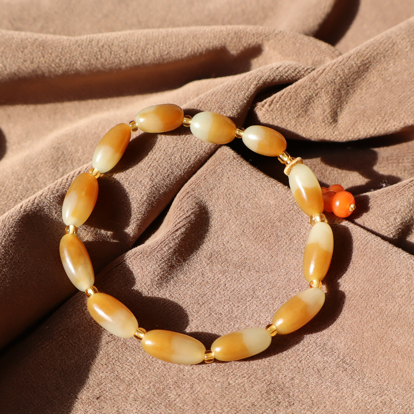 新疆且末糖白玉聚宝盆7m桶珠手链