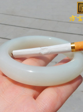 俄罗斯老料肉底羊脂白玉55mm手镯